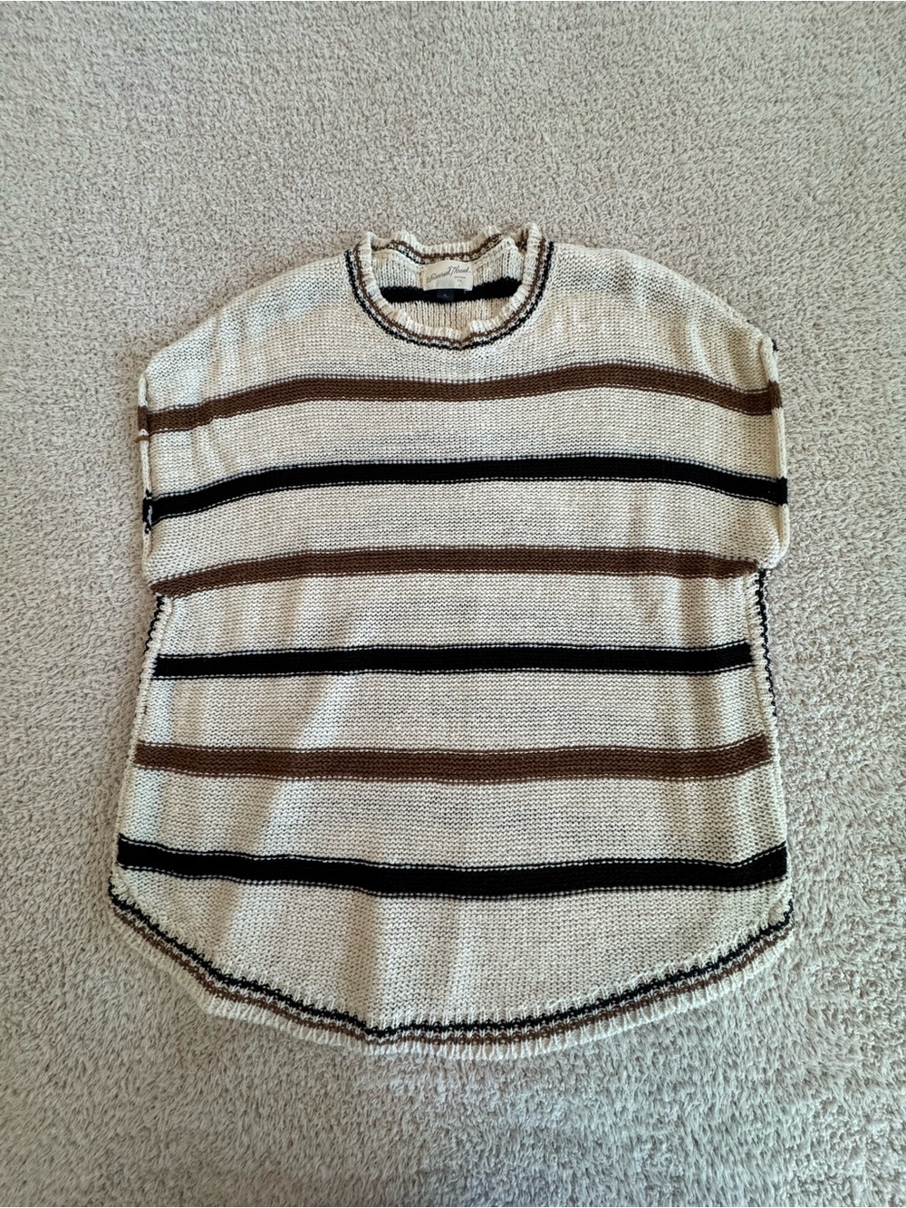 Universal Thread Striped Knit Crewneck Top in Cream, Brown & Black
